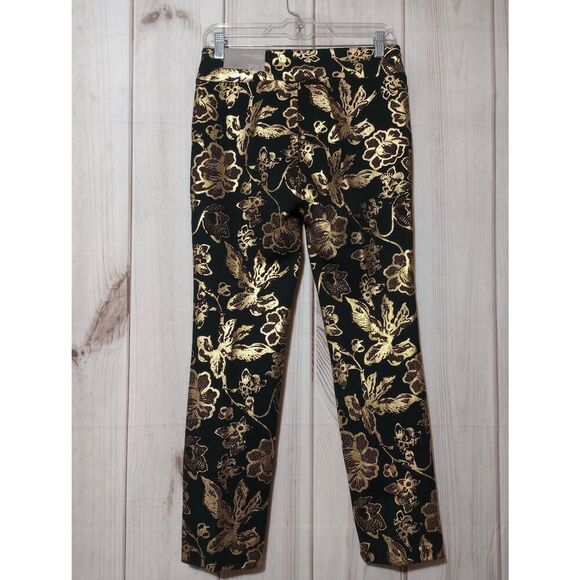 Soft Surrounding Pants Ladies Extra Small Petite Black Gold Metallic Straight Le - Picture 2 of 7
